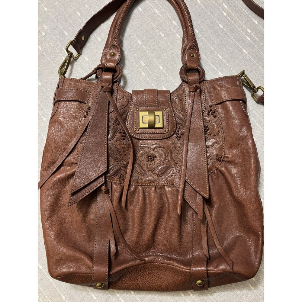 Vintage Y2K Tan Brown Lockheart Tote Handbag Crossbody Purse PRISTINE Condition